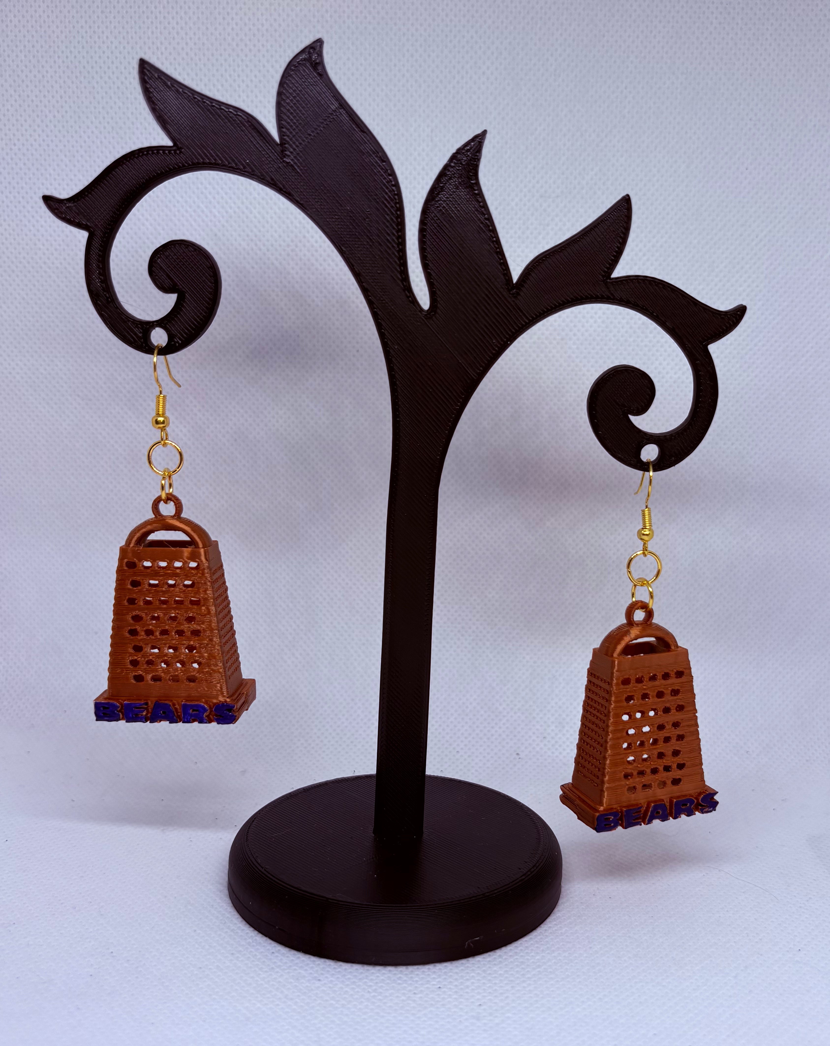 Chicago Bears Cheese Grater Earrings **FREE SHIPPING**