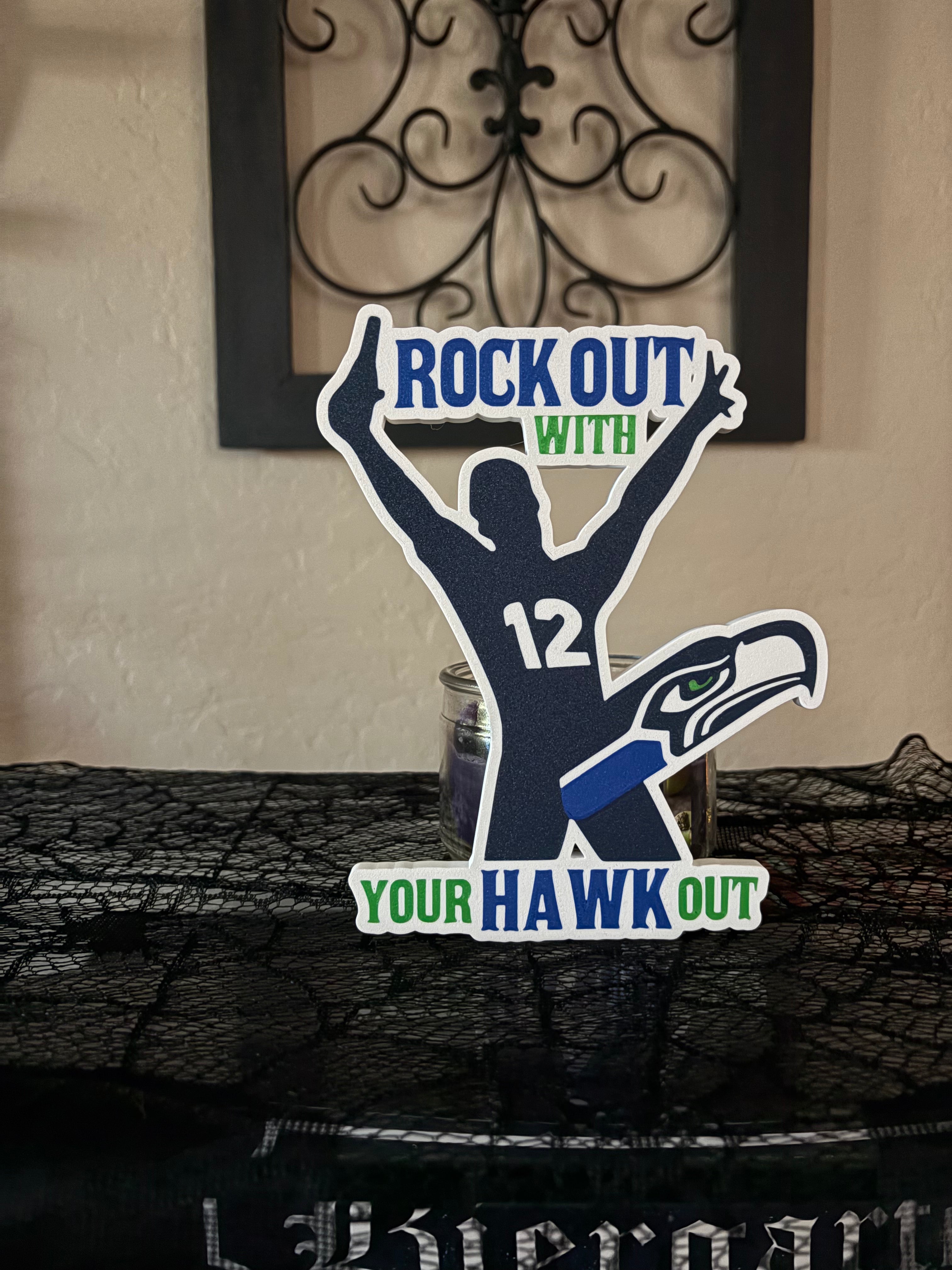 Seattle Seahawks Hawk Out Shelf Display 7” x 6.5” x 0.25”
