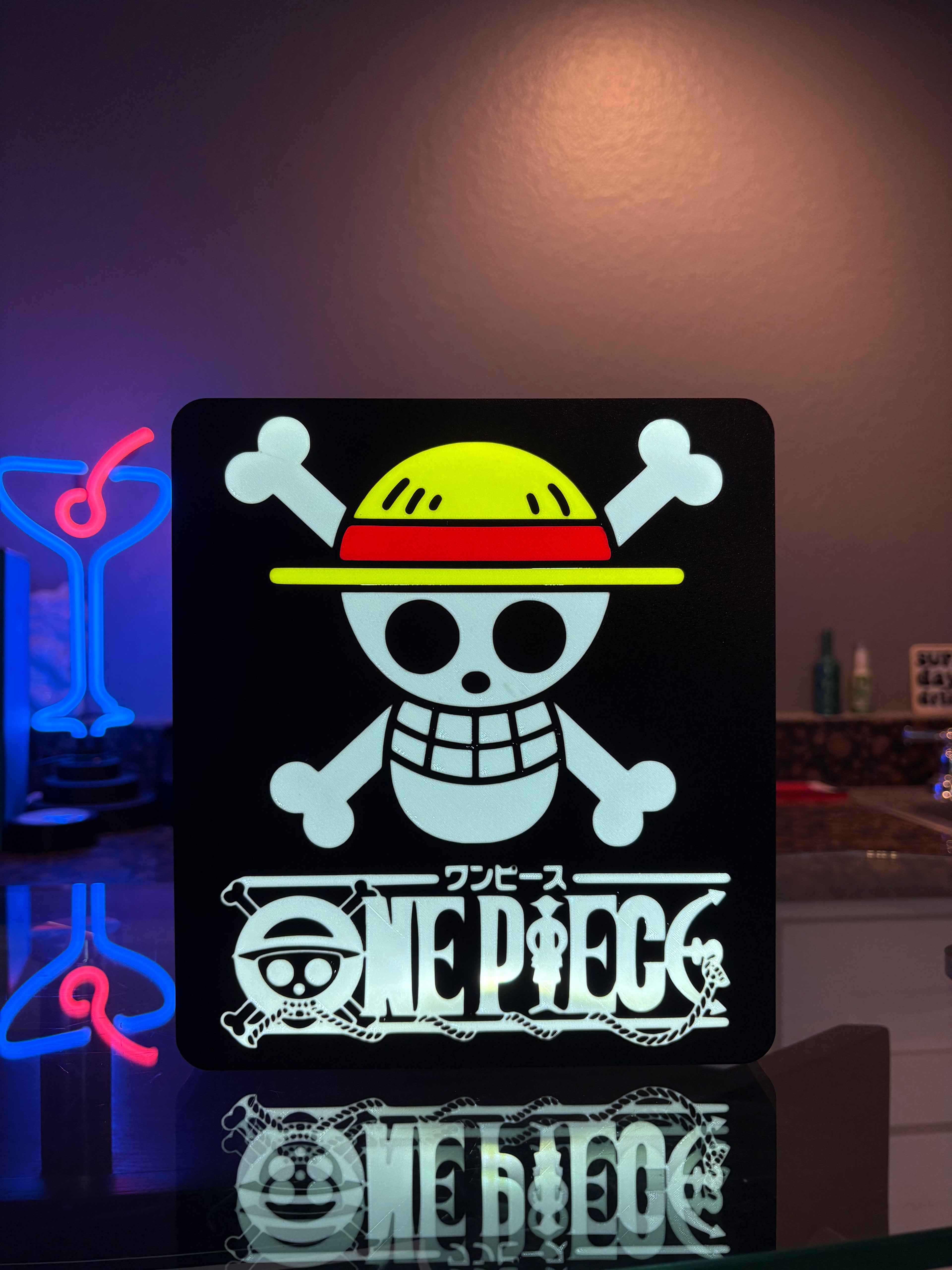One Piece Jolly Roger and Logo Light Box